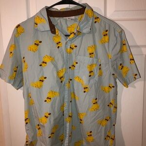 Disney Blue and Yellow Casual Button Down Shirt featuring Dug from Up